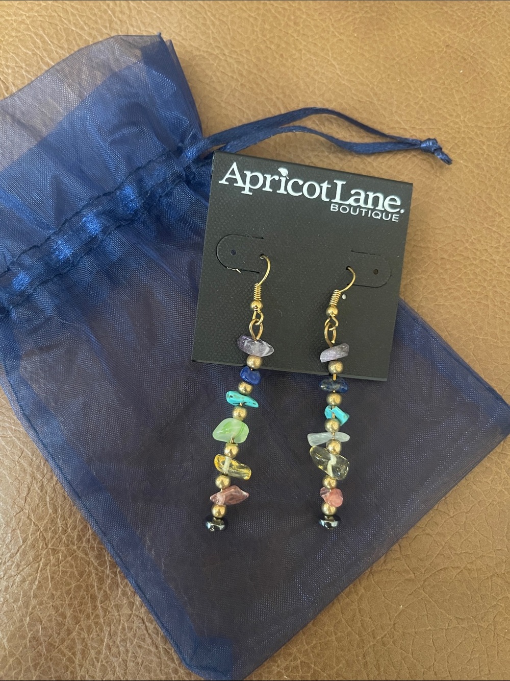 Apricot Lane Multicolor Chip Bead Earrings with Gold Hooks